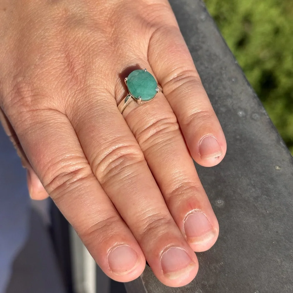 Handmade Natural Emerald Ring | 4 Carat | 925 Sterling Silver | Size 8